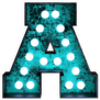 Fluorescent Blue Neon Font Letter A Sticker