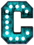 Fluorescent Blue Neon Font Letter C Sticker