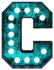 Fluorescent Blue Neon Font Letter C Sticker