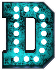 Fluorescent Blue Neon Font Letter D Sticker