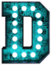 Fluorescent Blue Neon Font Letter D Sticker