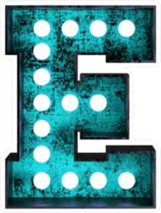 Fluorescent Blue Neon Font Letter E Sticker