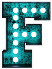 Fluorescent Blue Neon Font Letter F Sticker