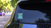 Fluorescent Blue Neon Font Letter H Sticker on a Rear Car Window (New) example