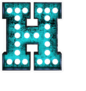 Fluorescent Blue Neon Font Letter H Sticker