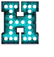 Fluorescent Blue Neon Font Letter H Sticker
