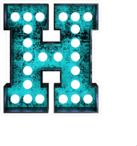 Fluorescent Blue Neon Font Letter H Sticker