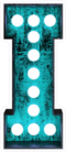 Fluorescent Blue Neon Font Letter I Sticker