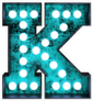 Fluorescent Blue Neon Font Letter K Sticker