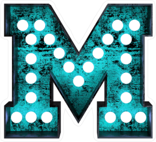Fluorescent Blue Neon Font Letter M Sticker