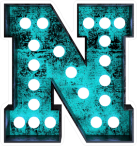 Fluorescent Blue Neon Font Letter N Sticker