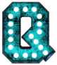 Fluorescent Blue Neon Font Letter Q Sticker
