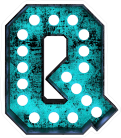 Fluorescent Blue Neon Font Letter Q Sticker