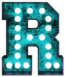 Fluorescent Blue Neon Font Letter R Sticker