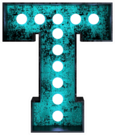 Fluorescent Blue Neon Font Letter T Sticker