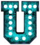 Fluorescent Blue Neon Font Letter U Sticker