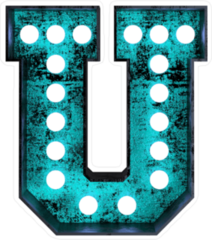 Fluorescent Blue Neon Font Letter U Sticker