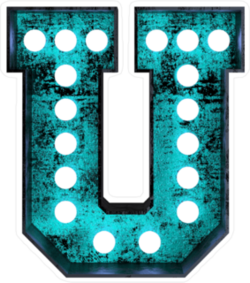 Fluorescent Blue Neon Font Letter U Sticker