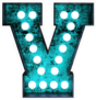 Fluorescent Blue Neon Font Letter V Sticker