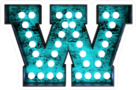 Fluorescent Blue Neon Font Letter W Sticker