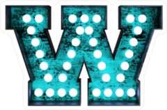 Fluorescent Blue Neon Font Letter W Sticker