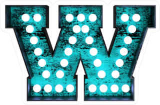 Fluorescent Blue Neon Font Letter W Sticker