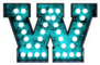 Fluorescent Blue Neon Font Letter W Sticker