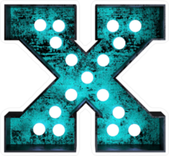 Fluorescent Blue Neon Font Letter X Sticker