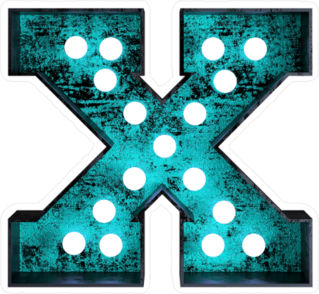 Fluorescent Blue Neon Font Letter X Sticker