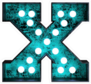 Fluorescent Blue Neon Font Letter X Sticker