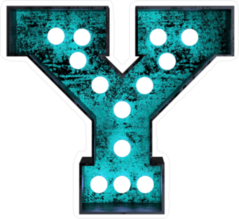 Fluorescent Blue Neon Font Letter Y Sticker