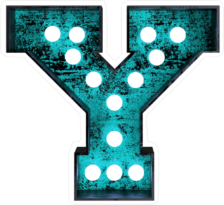 Fluorescent Blue Neon Font Letter Y Sticker