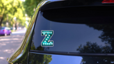 Fluorescent Blue Neon Font Letter Z Sticker on a Rear Car Window (New) example