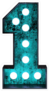 Fluorescent Blue Neon Font Number 1 Sticker