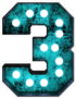 Fluorescent Blue Neon Font Number 3 Sticker