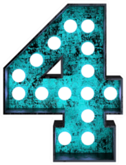 Fluorescent Blue Neon Font Number 4 Sticker