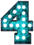 Fluorescent Blue Neon Font Number 4 Sticker