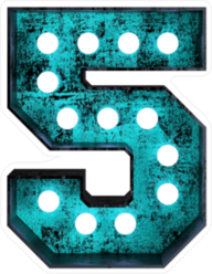 Fluorescent Blue Neon Font Number 5 Sticker