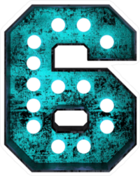 Fluorescent Blue Neon Font Number 6 Sticker