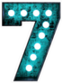 Fluorescent Blue Neon Font Number 7 Sticker