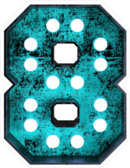 Fluorescent Blue Neon Font Number 8 Sticker