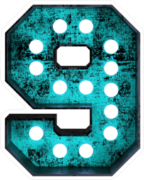 Fluorescent Blue Neon Font Number 9 Sticker
