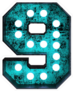 Fluorescent Blue Neon Font Number 9 Sticker