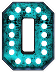 Fluorescent Blue Neon Font Number Zero Sticker