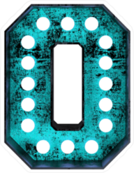 Fluorescent Blue Neon Font Number Zero Sticker