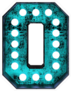 Fluorescent Blue Neon Font Number Zero Sticker