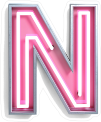 Fluorescent Pink Tubes Letter N Sticker