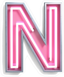 Fluorescent Pink Tubes Letter N Sticker