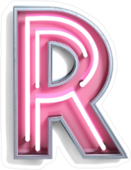 Fluorescent Pink Tubes Letter R Sticker