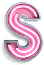 Fluorescent Pink Tubes Letter S Sticker
